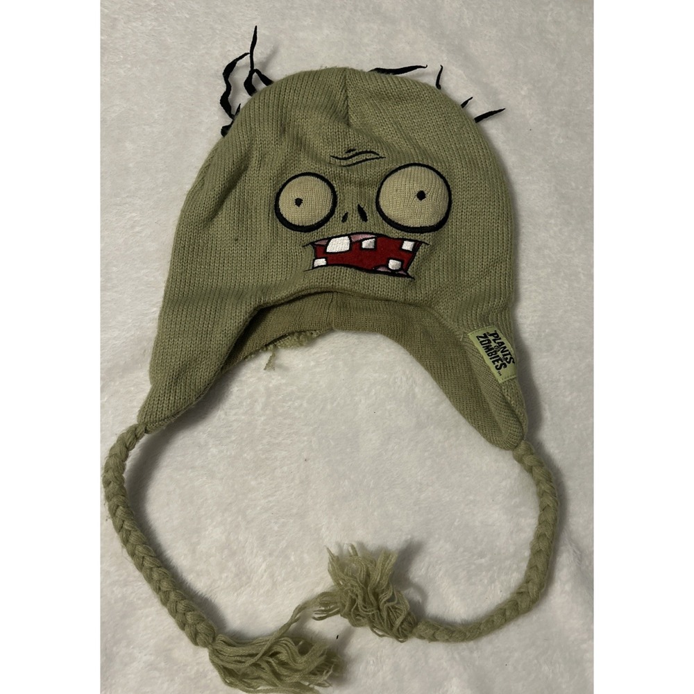 Plants vs. Zombies Knit Zombie Hat Beanie Distressed Y2K Official PVZ Rare 2012